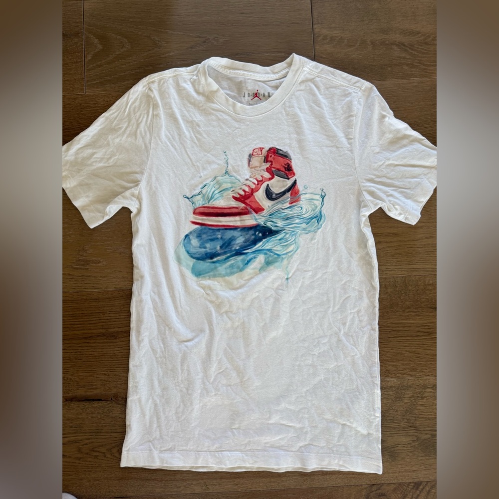 Men’s Air Jordan White Tee with Red Shoe Logo